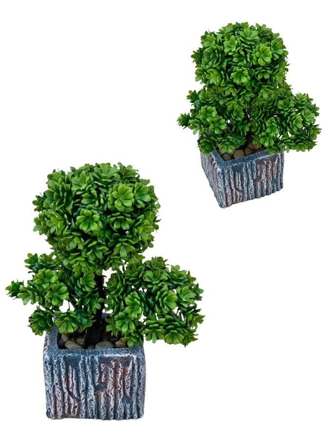 نبتة اصطناعية واقعية في وعاء حجري - شجرة داخلية صناعية للمنزل والمكتب والمكتب والاستقبال وغرفة المعيشة وتزيين الفنادق - لا تحتاج إلى صيانة، خفيفة الوزن وأنيقة 8 × 9 × 28 سم - Image 1